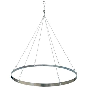 Imagem de TTXXLL Kit de pendurar cortinas de teto de aço inoxidável prata de 61 cm para 6 painéis de tecido drapeado de casamento dossel kit de ferragens de metal para decorações internas e externas (diâmetro