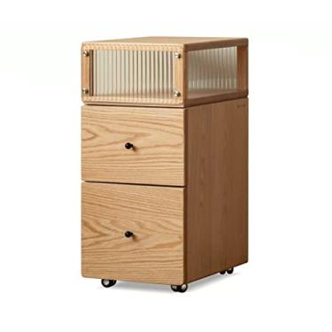 Imagem de URGDWEKJY Sofá mesa de cabeceira multifuncional para casa quarto armário de armazenamento ultra estreito gaveta dupla sala de estar sofá armário lateral mesa pequena