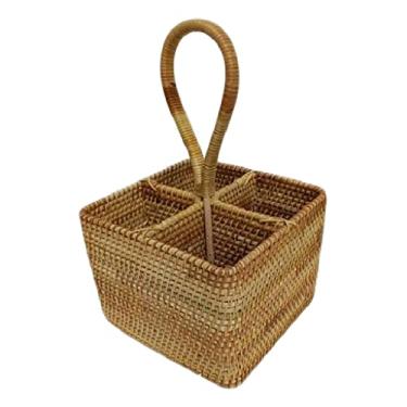 Imagem de Cesta de armazenamento de grade tetragonal cesta suspensa de vime multifuncional caixa organizadora de alimentos (D 18 x 17 x 13 cm)