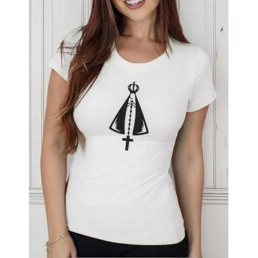 Imagem de Camiseta Camisa Algodão Feminina Masculina Adulto Nossa Senhora Aparec