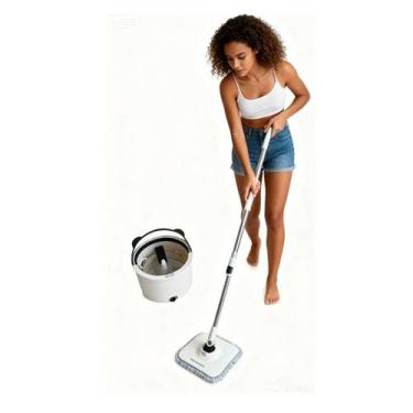 Imagem de Esfregão com balde Sistema separado água suja de água limpa 360 rotaçã