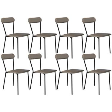 Imagem de Kit 08 Cadeiras Estofada Para Sala de Jantar Liora Preto C01 Courino Cinza - Lyam Decor