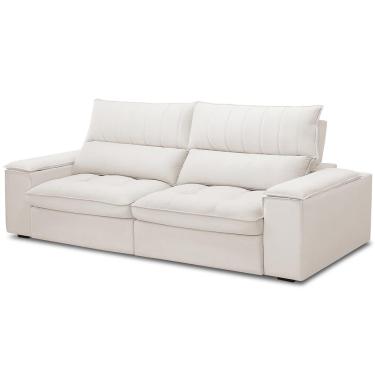 Imagem de Sofá Retrátil Reclinável Para Sala de Estar Living 250cm Nápoles F04 Bouclê Cru - Lyam Decor