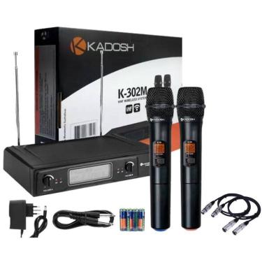 Imagem de Microfone Sem Fio Duplo Kadosh K302M + 2 Cabos Xlr
