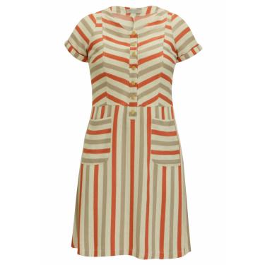 Imagem de Vestido Pau a Pique de Linho Listrado Laranja