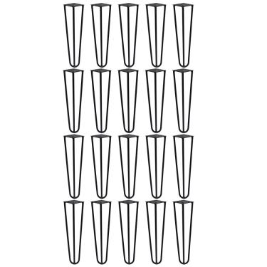 Imagem de Kit 20 Pés de Metal 30 CM Hairpin Legs Mesa de Canto Rack e Puffs Preto G41