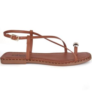 Imagem de Rasteira Feminina Chinelo Slide Flat Juta Bico Quadrado Tachas Confortável Moda Sandália Tendência (Marrom, BR, Adulto, Numérico, 39)