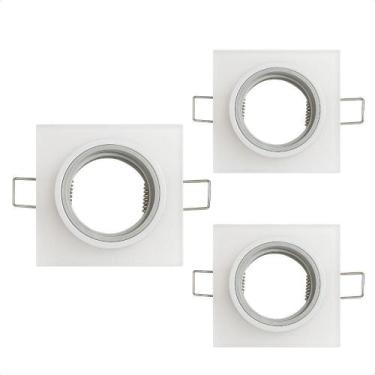 Imagem de Kit 3 Spot Taschibra Quadrado Embutir Vidro Jateado Sp23 Mr16 Bivolt