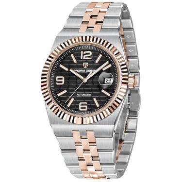 Imagem de Pagani Design Relógios masculinos homenageados, relógio mecânico automático, vidro safira de 40 mm, aço inoxidável 316L, calendário luminoso à prova d'água 100 m, prata-ouro preto