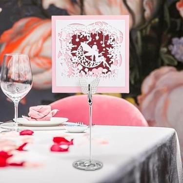 Imagem de Suporte de número de mesa, clipes de porta-borboletas de 12 cm de altura para nomes, cartões de locais, fotos e cardápios, suporte para notas de casamento, aniversário, restaurante, banquete, prata