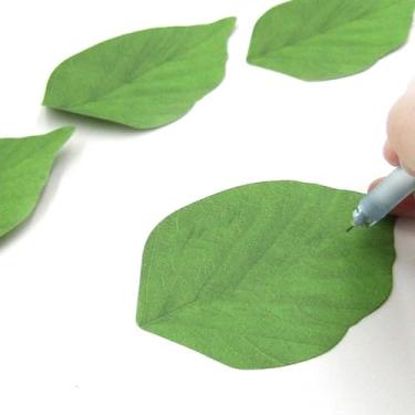 Imagem de 1 caderno adesivo de folha de árvore de simulação de folha, livro adesivo simples, adesivo de mensagem, papel de nota criativo, adesivo simples e conveniente