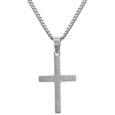 Imagem de Colar de cruz de aço inoxidável, acabamento fosco, pingente religioso, joia cristã para homens e mulheres, design inspirado na fé, 20 Inches, Aço inoxidável, Sem Pedra Preciosa