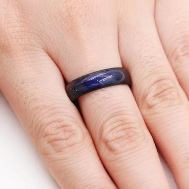 Imagem de Aliança de aço inoxidável de 6 mm com temperatura sensível que muda de humor para homens e mulheres, anel de casamento banhado a ouro rosa preto para BF GF Y1854, Aço inoxidável, Sem pedra preciosa