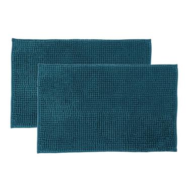 Imagem de Kit 2 Tapetes Banheiro Antiderrapante Azul Claro 58x38cm