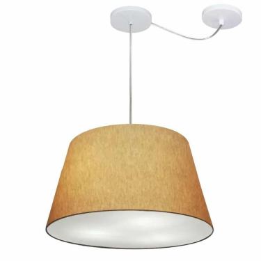 Imagem de Lustre Pendente Cone Com Desvio De Centro Vivare Md-4279 Cúpula Em Tecido 30x40cm - Bivolt Palha 127/220v