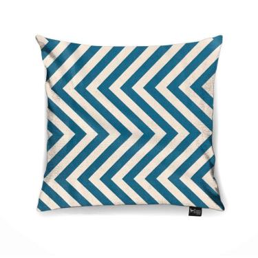 Imagem de Capa para Almofada Tecido Estampado Zig Zag Azul Turquesa