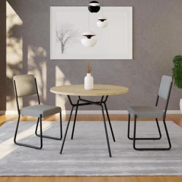 Imagem de Mesa de Jantar Redonda Soho 90cm Est.Preta - Compace, Ciliegio