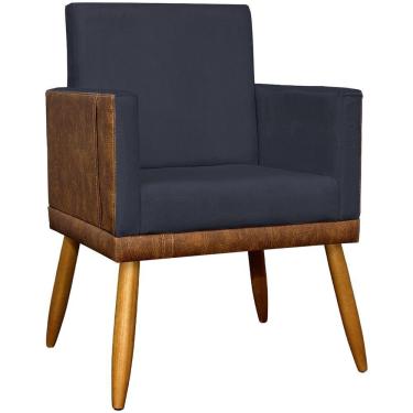 Imagem de Poltrona Decorativa Lis Corino e Pé Palito 30 Cm Castanho - Preto Suede Corino