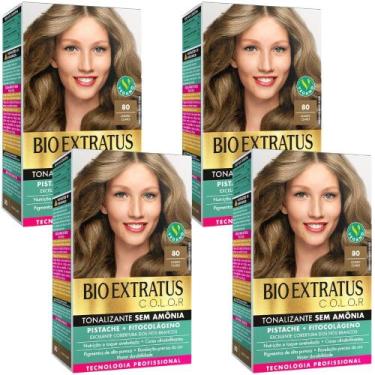 Imagem de Kit 4 Tonalizante Bio Extratus 80 Louro Claro Tecnologia Profissional 