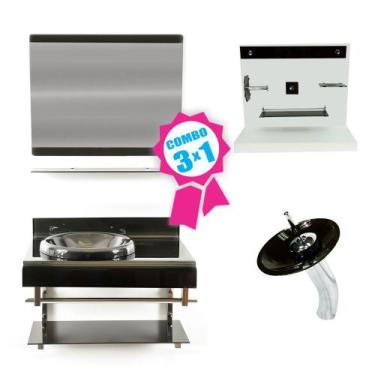 Imagem de Combo 3 em 1 - Gabinete 70cm Espanha + Torneira Ibiza + Kit Banheiro J