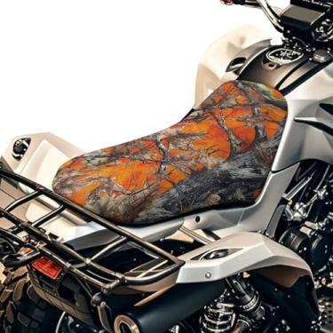 Imagem de Bulopur Capa de assento de quadriciclo camuflagem laranja à prova d'água universal capa de assento de quatro rodas extensível protetor de assentos de motocicleta para Polaris Sportsman 570 450 850