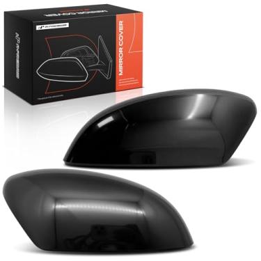 Imagem de A-Premium 2 peças de tampas de espelho retrovisor do lado do motorista e do passageiro - compatível com Nissan Rogue 2014-2020, Frontier 2022-2024 - preto liso, sem orifício de seta