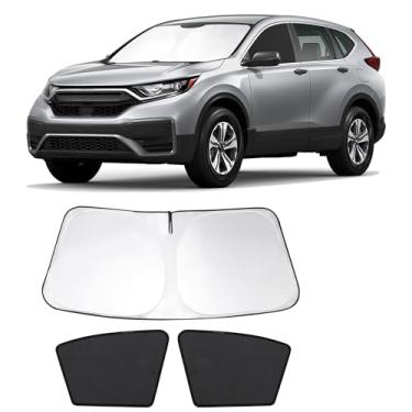 Imagem de Fannyc 3 peças de persianas de janela de carro para-brisa frontal sombra de janela dobrável ajuste personalizado para Honda CRV 2017-2022 acessórios persianas de carro para janelas dianteiras raios