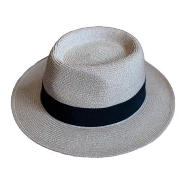 Imagem de Chapéu masculino de verão em forma macia, aba larga, praia, proteção UV, chapéu de jazz feminino, cáqui, preto, cabeça grande, 58-61 cm