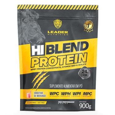 Imagem de Whey Protein Hi-Blend Protein 900g Leader Nutrition - Sabores Diversos (900g, SMOOTHIE DE MORANGO)