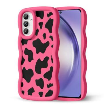 Imagem de CASBST Capa de telefone compatível com Galaxy A54 5G para mulheres e meninas, moldura ondulada encaracolada com estampa fofa, capa de telefone à prova de choque de silicone macio e estética para