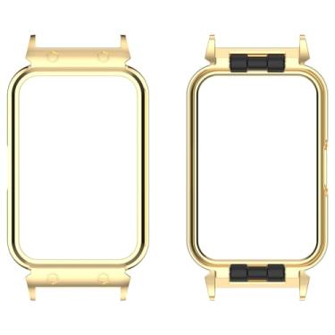 Imagem de Capa de relógio com moldura de metal compatível com Samsung Galaxy Fit 3 SM-R390 SmartWatch, capa protetora, proteção contra arranhões (dourada)