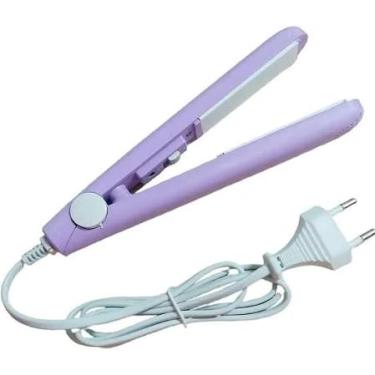 Imagem de Mini Chapinha Portátil, Placas de Cerâmica, Bivolt, 160°C, Lilás e Rosa, com Estojo, 17cm x 10cm (Lilás)