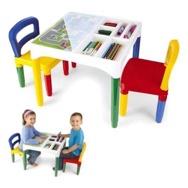 Imagem de Mesinha Didática Infantil Colorida Com 2 Cadeiras Poliplac