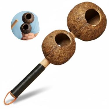 Imagem de Zaidan’s Agogô Artesanal de Ouriço da Castanha-do-Pará 31 cm – Duas Bocas, Cabo e Baqueta em Pinus - Capoeira Roda de Samba