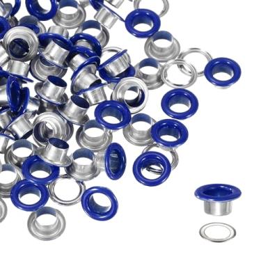 Imagem de YELARXI Kit de ilhós, ilhós de metal, kit de ilhós com arruelas 6 mm 1/10.2 cm encaixe interno redondo para (tecido/sapatos/roupas/artesanato faça você mesmo/bolsa/cinto) conjunto 250 e azul escuro