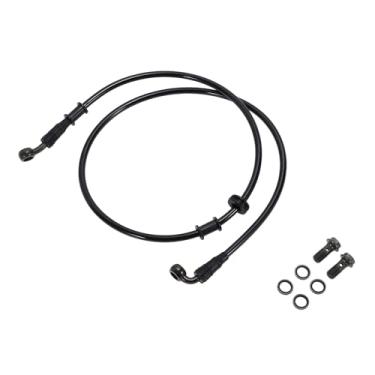 Imagem de Hihaha Parafusos de linha de mangueira de óleo de embreagem de freio de motocicleta de 110 cm, arruelas, linha de freio hidráulico para motocicletas, motocicletas, quadriciclos, preto
