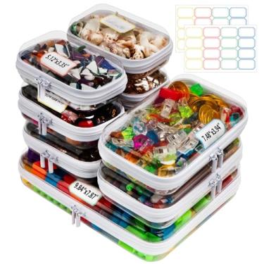 Imagem de Pacote com 9 capas rígidas transparentes com zíper para armazenamento, 1L + 2S + 6 mini estojo de plástico transparente com zíper para organizador de viagem, bolsa de cosméticos à prova d'água, bolsa