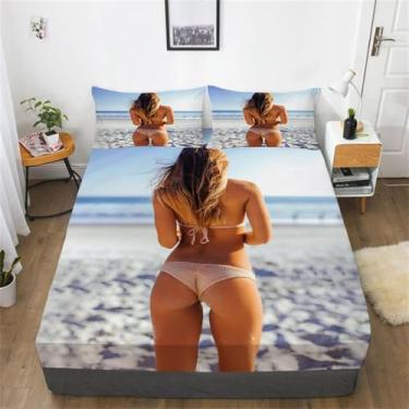 Imagem de Lençóis Sexy Woman King Size, Lençóis Sexy Woman 3d Bolso Profundo 12 Polegadas Roupa De Cama De Microfibra Macia E Aconchegante Lençol De Cama Easy Care 150x200, Sexy Woman, single/80 x 200