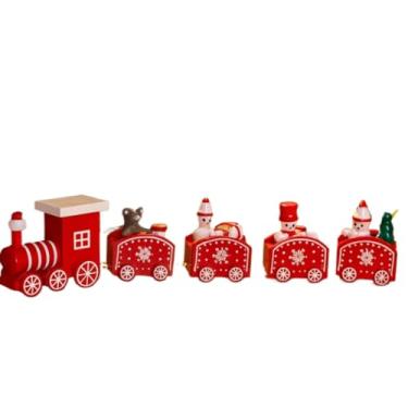 Imagem de Trenzinho Locomotiva Enfeite de Natal Madeira Decorativo Papai Noel Natal(Vermelho)