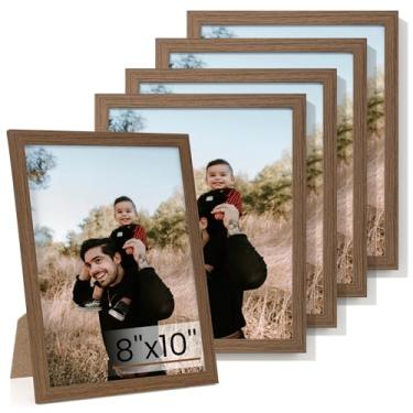 Imagem de Heimlove Conjunto de 5 porta-retratos 20,3 x 25,4 cm, porta-retratos de 20,3 x 25,4 cm, moldura de nogueira, 20,3 x 25,4 cm, colagem de parede ou mesa para documento de certificado