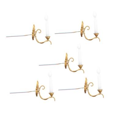 Imagem de Yunhgft Conjunto de 5 Luminárias de Parede LED em Miniatura Na Escala 1:87, para Ferromodelismo E Iluminação Pública, Ouro