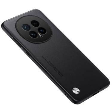 Imagem de POYUFRG Capa fina para Honor Magic 8 Pro/Magic 8, capa de couro leve anti-impressão digital com capa de proteção de lente com tudo incluído, preta, 8 Pro