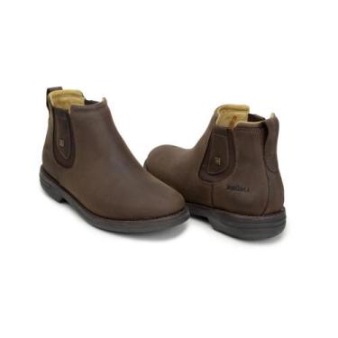 Imagem de Botina Casual Zebu em Couro com Elástico Bico Redondo e Sola Borracha,