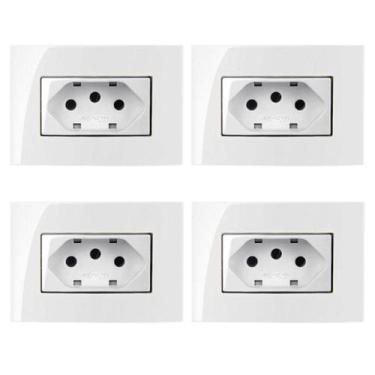 Imagem de 4 Tomada Móvel 3 Pinos 10a Embutir Painel Branco Margirius