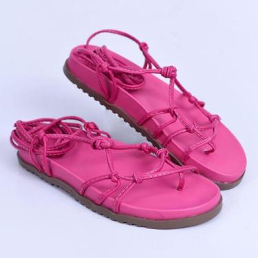 Imagem de Sandalia Feminina De Amarrar Papete Gladiadora Pelepincel, Rosa, 35