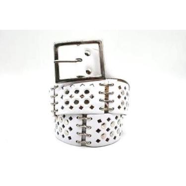 Imagem de Cinto Feminino Couro Rebites Punk Rock Metal Lu015 - Barão Do Couro, B