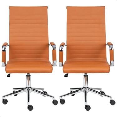 Imagem de Cadeira Escritório Esteirinha Presidente Charles Eames Kit 02 Unidades Caramelo