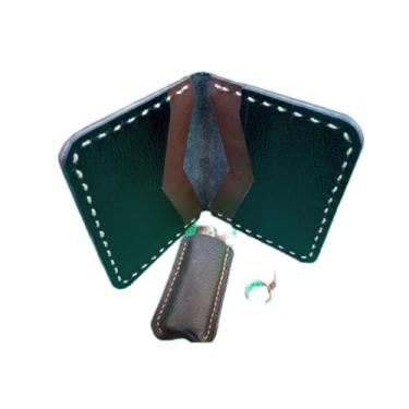 Imagem de Carteira de Couro 4 bolsos com capinha de isqueiro