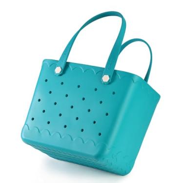 Imagem de LiAYiD Sacola de borracha para praia, impermeável, à prova de pontas, para atividades ao ar livre, barco, piscina, esportes, Azul-petróleo, X-Large, Bolsa de praia