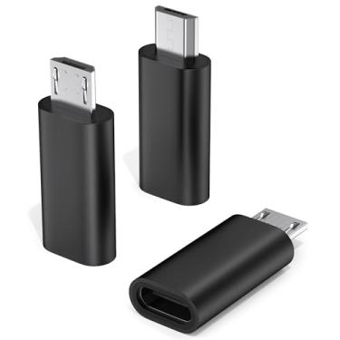 Imagem de Pacote com 3 adaptadores USB C para micro USB, USB tipo C fêmea para micro USB macho conversor de carregamento e sincronização de dados compatível com Samsung Galaxy S7 S6 Note 5, Kindle, PS4, Nexus 5